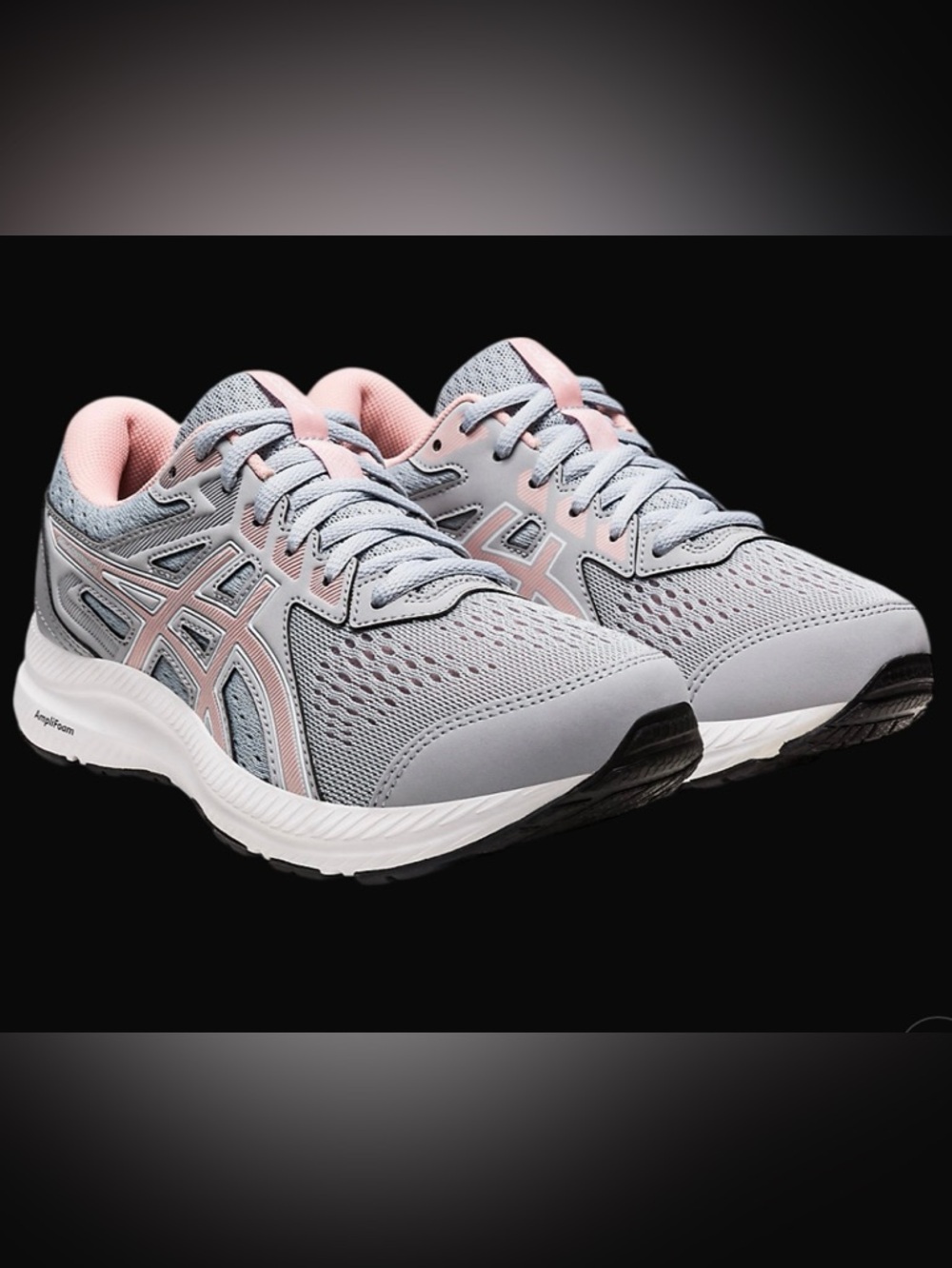 Asics Gel-Contend Piedmont Grey & Pink Lace-Up Sneakers Size 7.5 Wide EUC